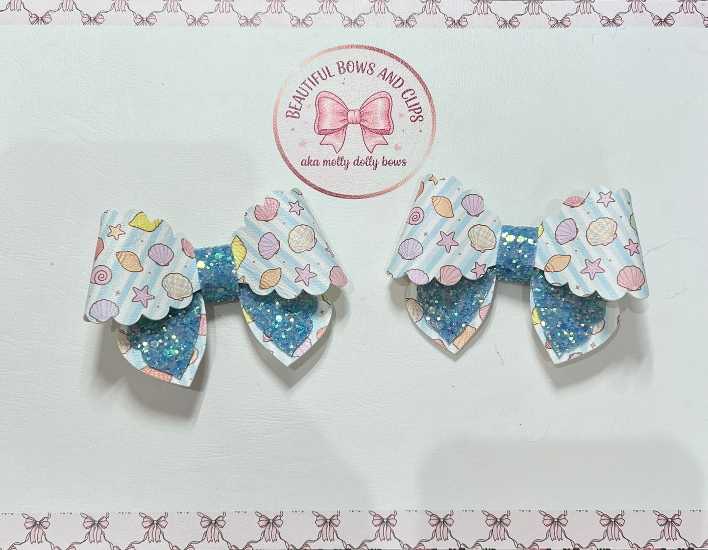 Summer sea shells hair bow set
