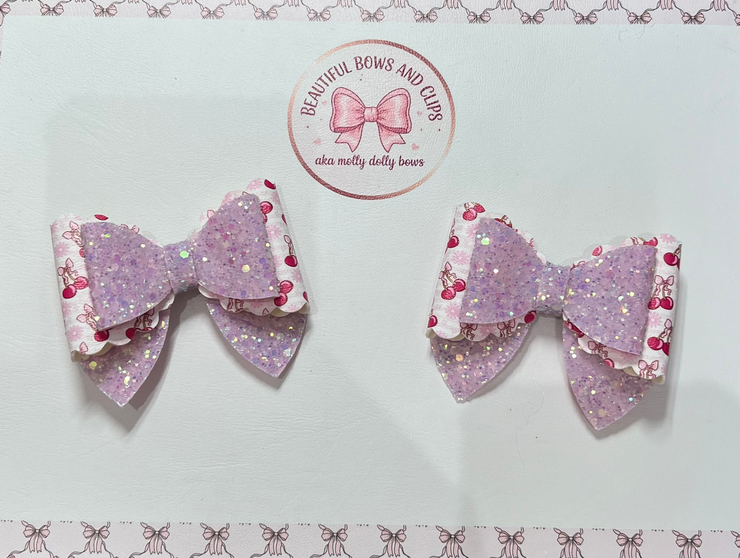 Cherry hair bow set
