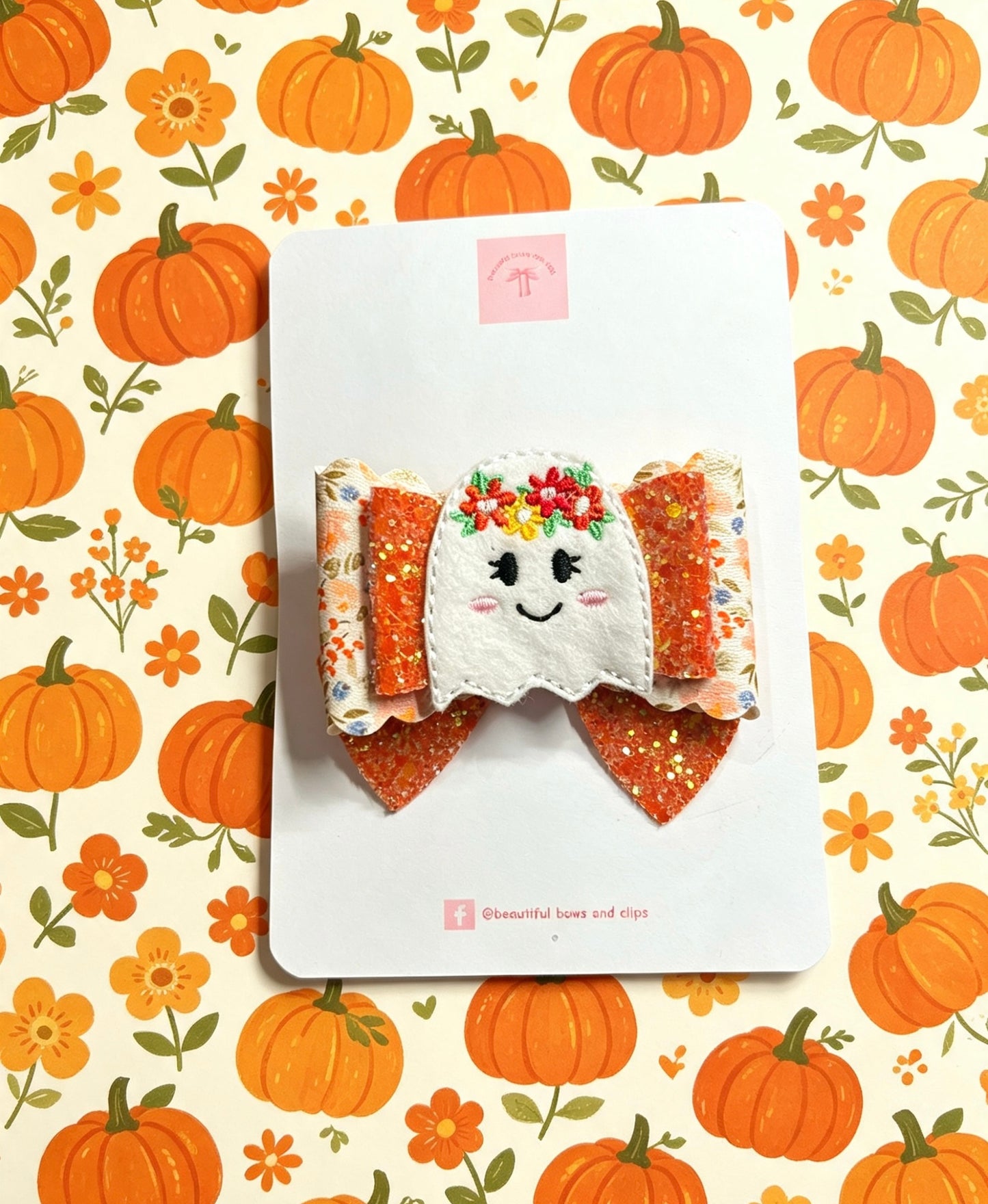 Floral ghost hair bow