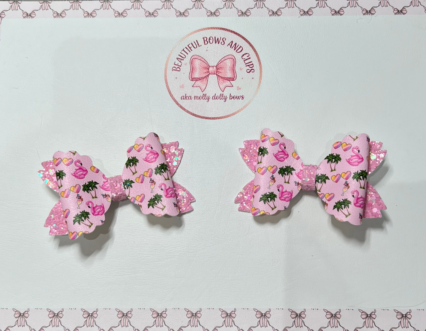 Flamingo hair bow set