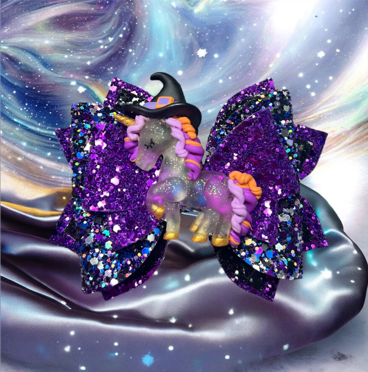 Halloween unicorn hair bow