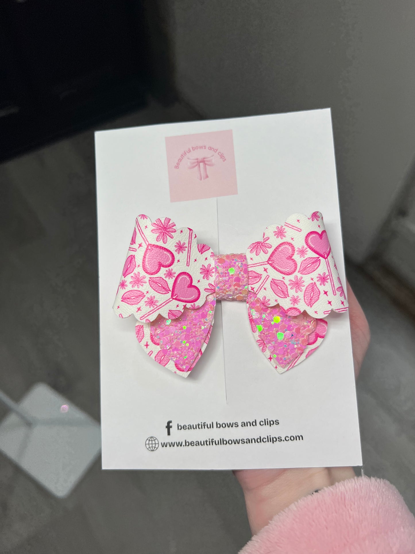 Hearts and lollipops hair bow set