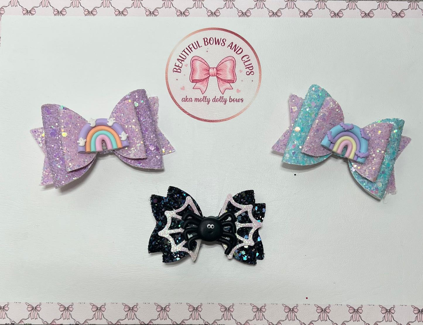 Halloween hair bow rainbow ghost, spider , rainbow bat