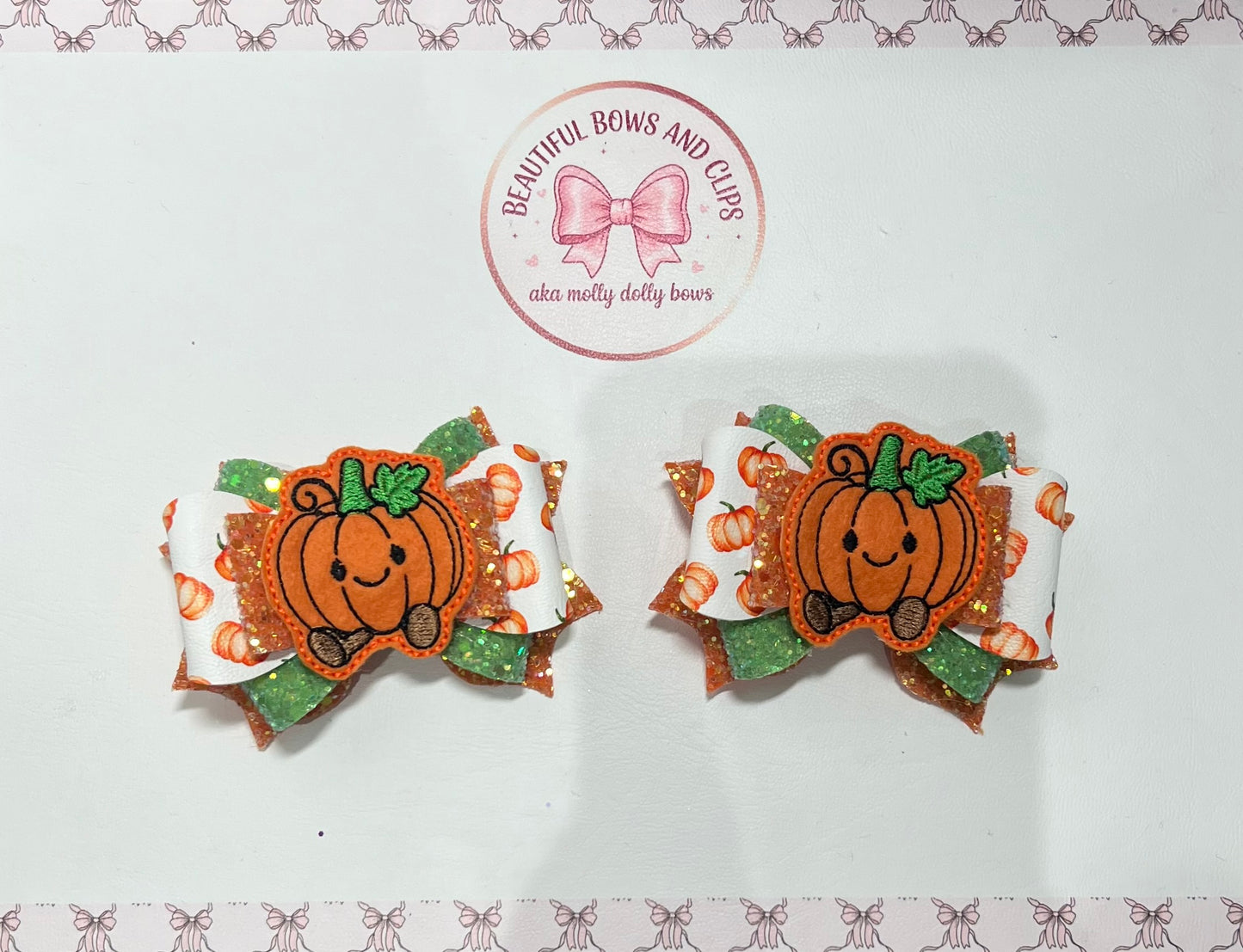 Halloween pumpkin feltie hair bow (single bow)