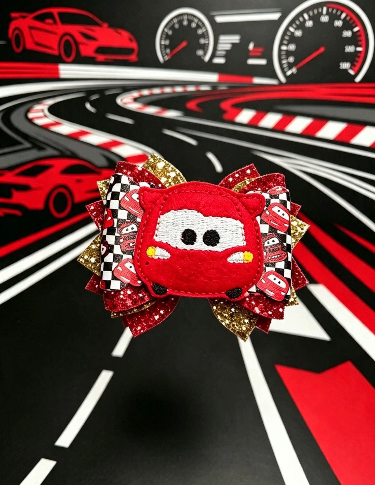 Lightening McQueen feltie hair bow