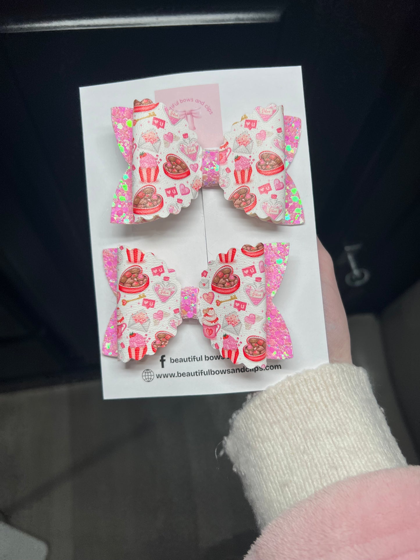 Valentines treats hair bow set