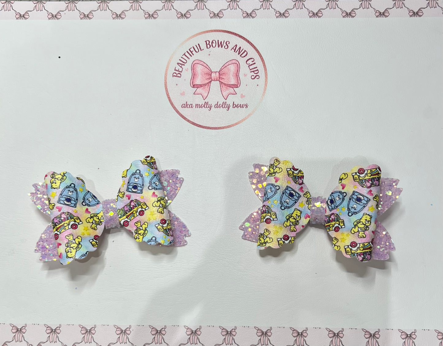 Care Bears school hair bow set