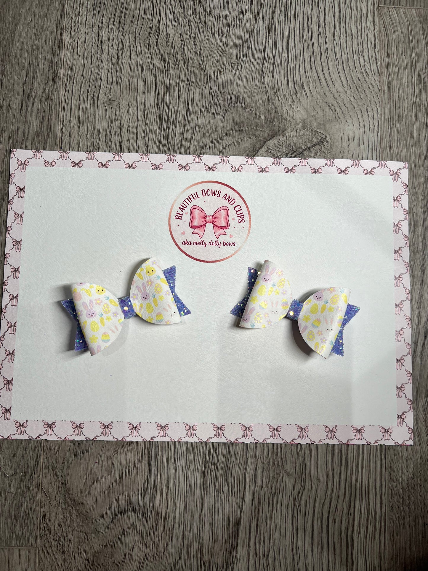 Bunny egg and chicks bow set