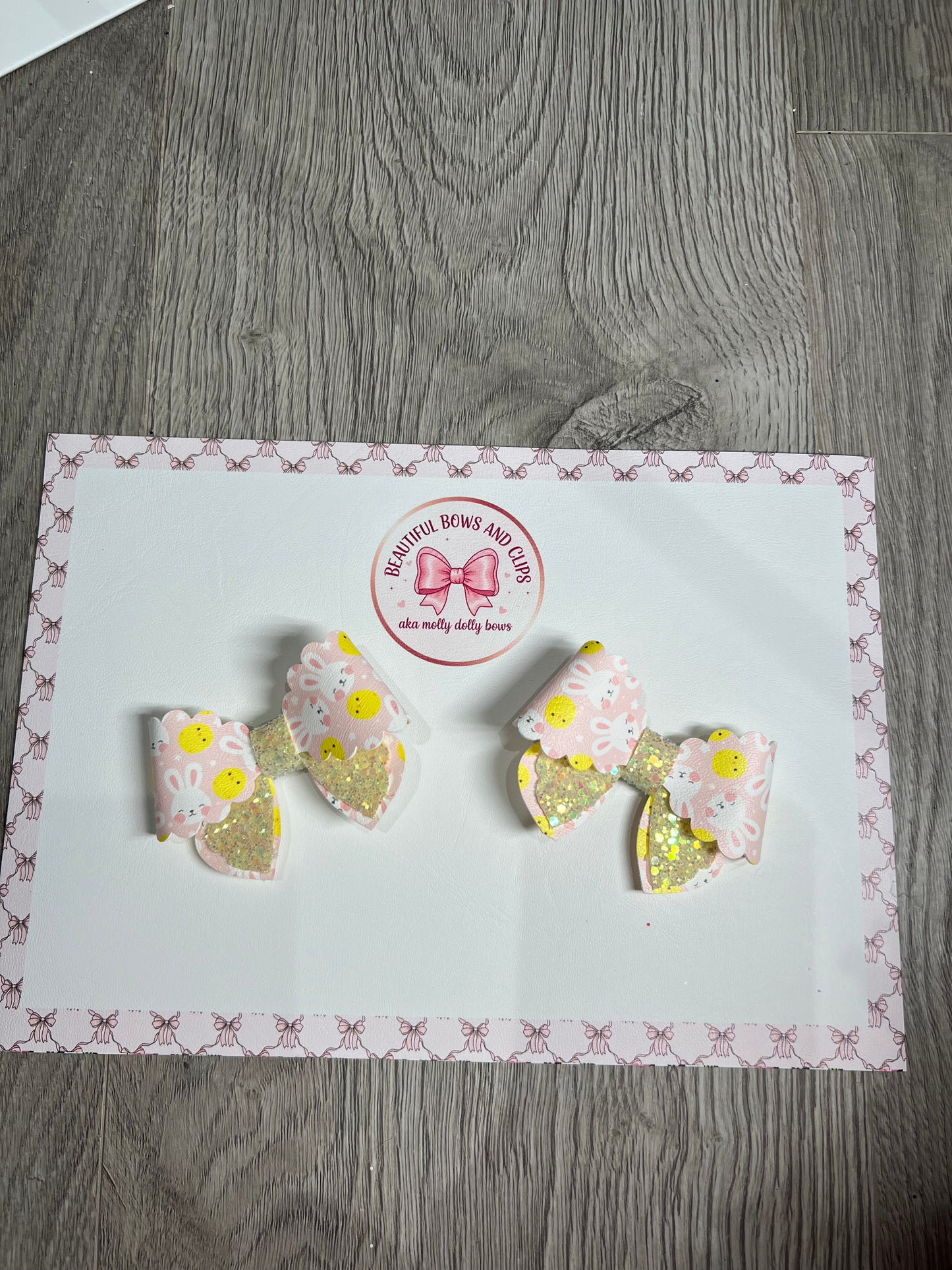 Easter chick and bunny hair bow set