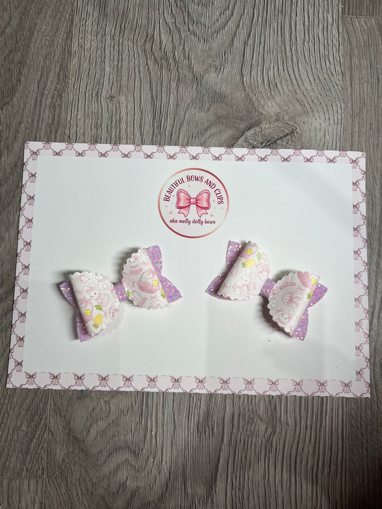 Pink Pastel Easter hair bow set