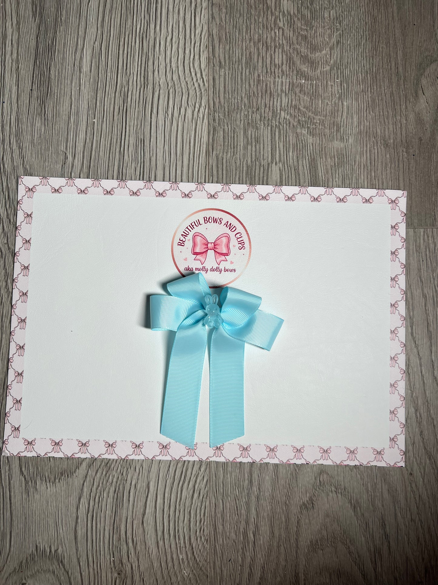 Blue bunny ribbon hair bow