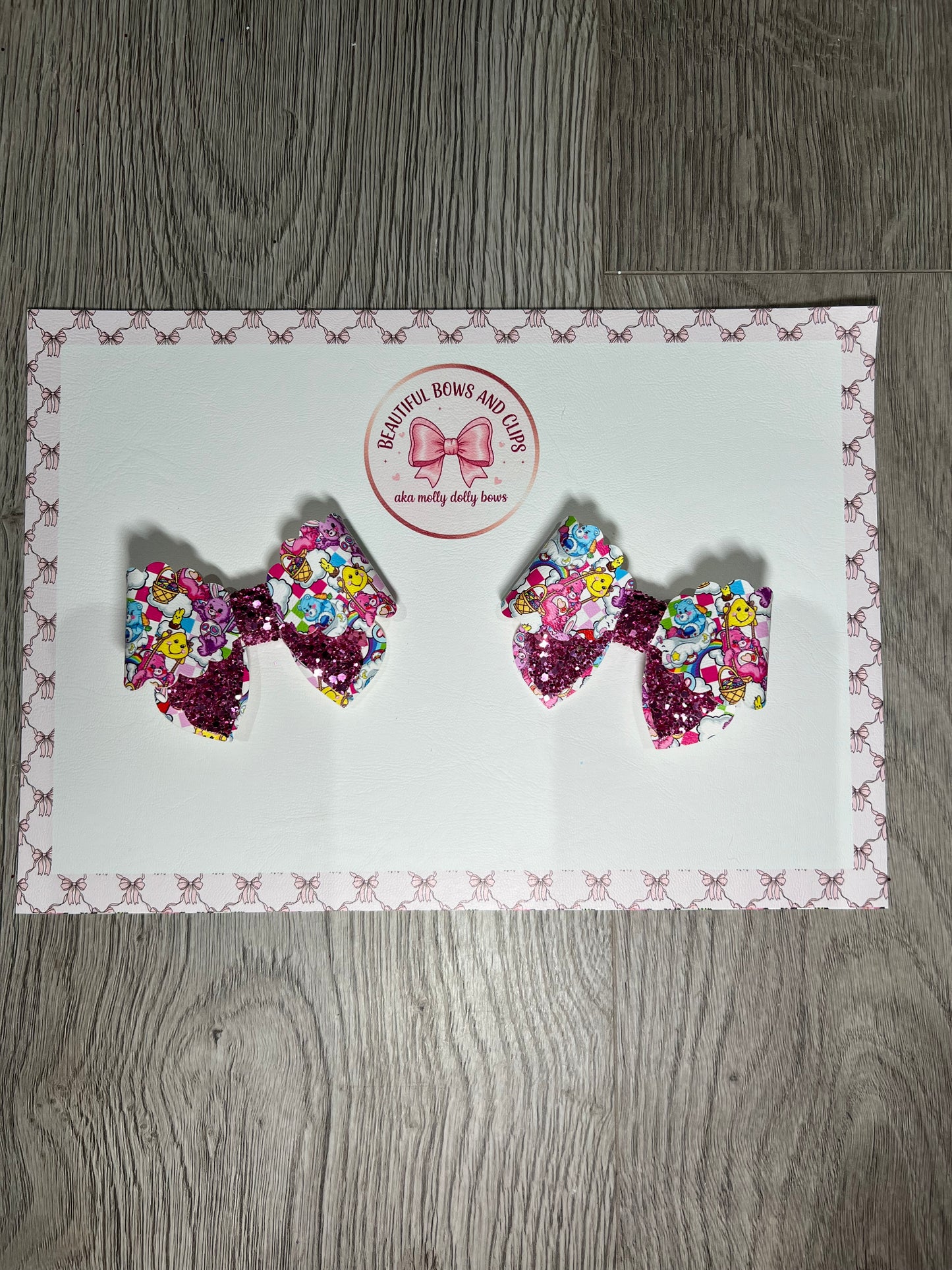 Care bear Easter hair bow set