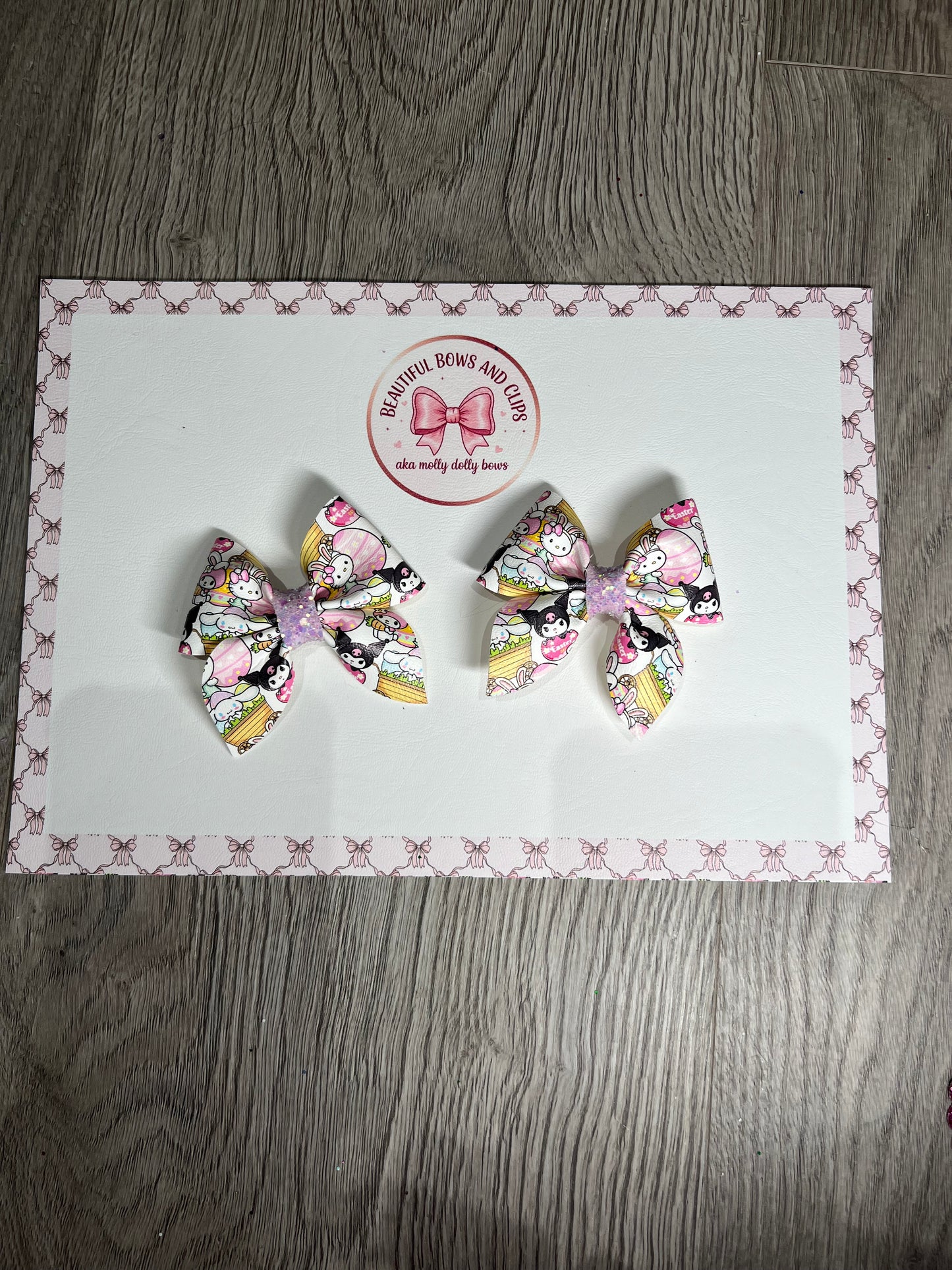 Kitty Easter hair bow set