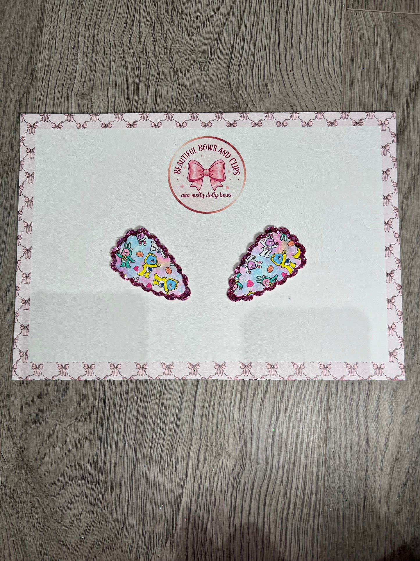 Care bear Easter hair clip set