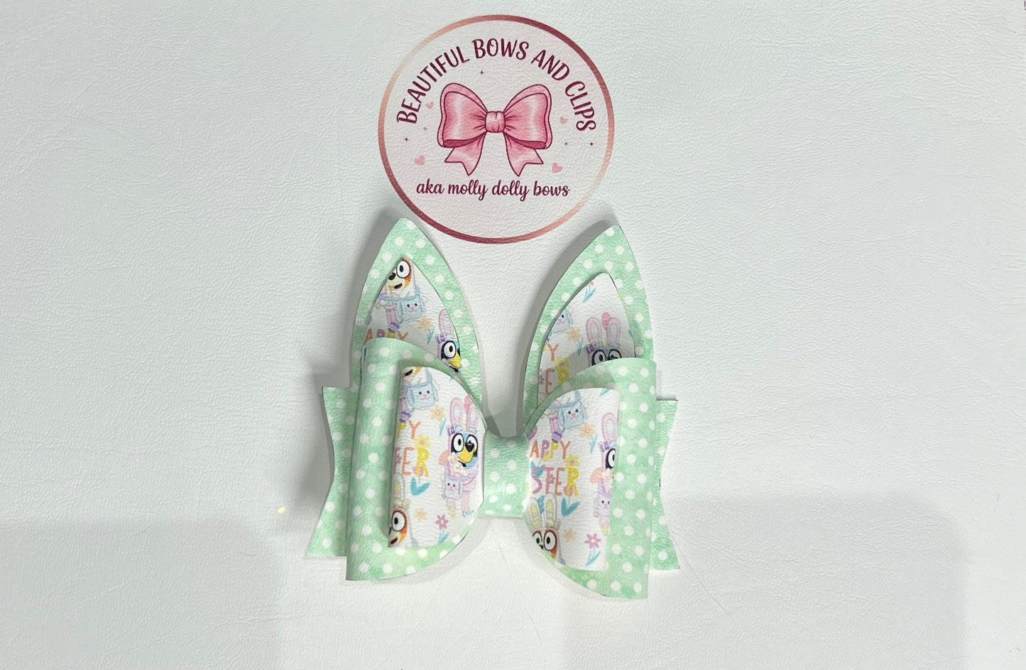 Blue dog Easter bunny hair bow