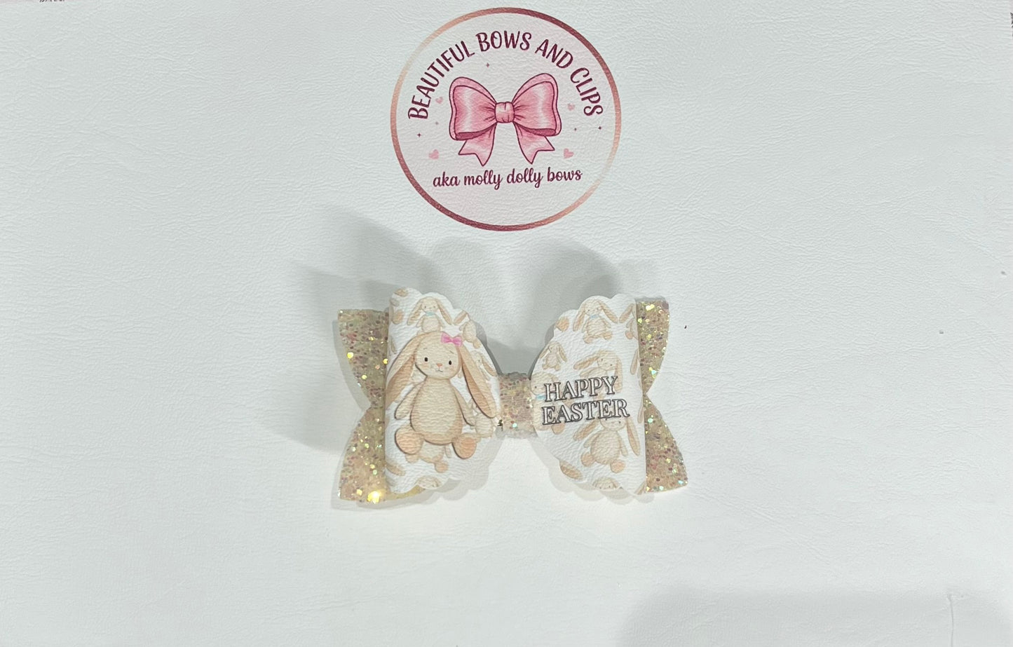 Happy Easter bunny hair bow