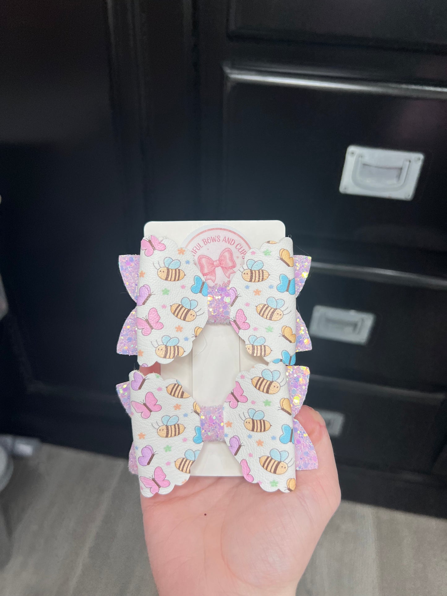 Bee floral hair bow set
