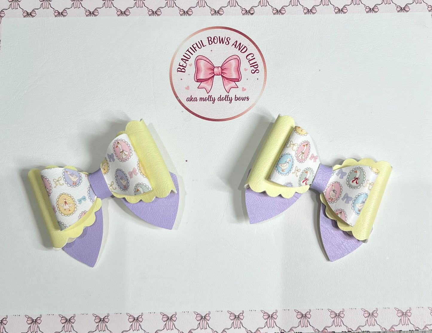 Goose frame hair bow set