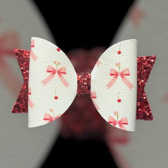 Cherry bow hair bow