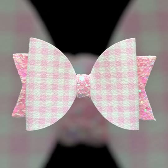 Gingham hair bow set