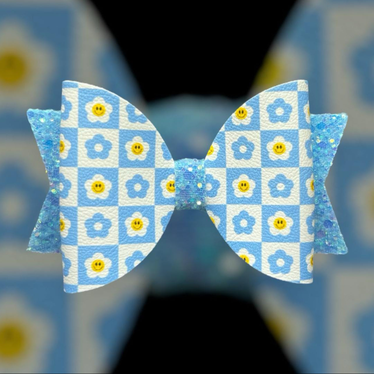 Daisy checked hair bow