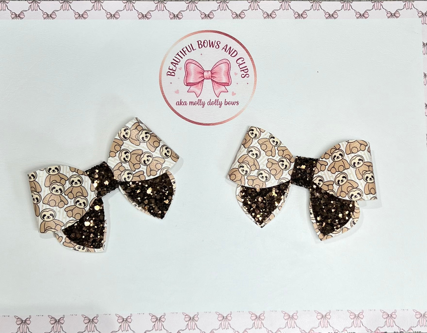Jelly cat sloth hair bow set