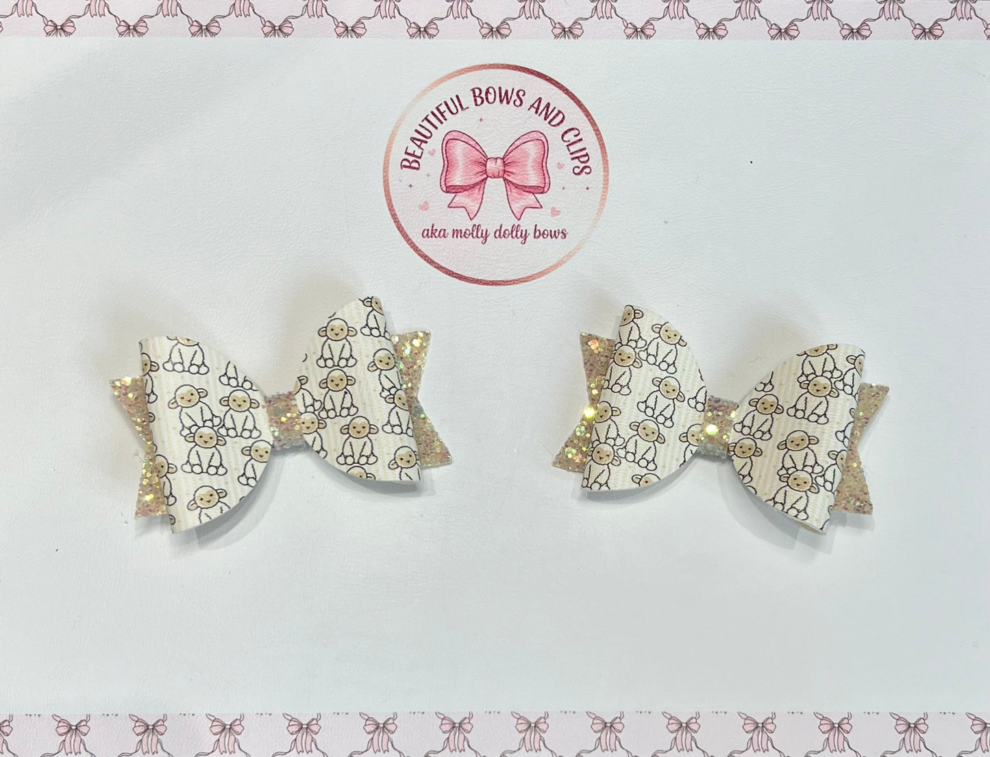 Jelly cat lamb hair bow set