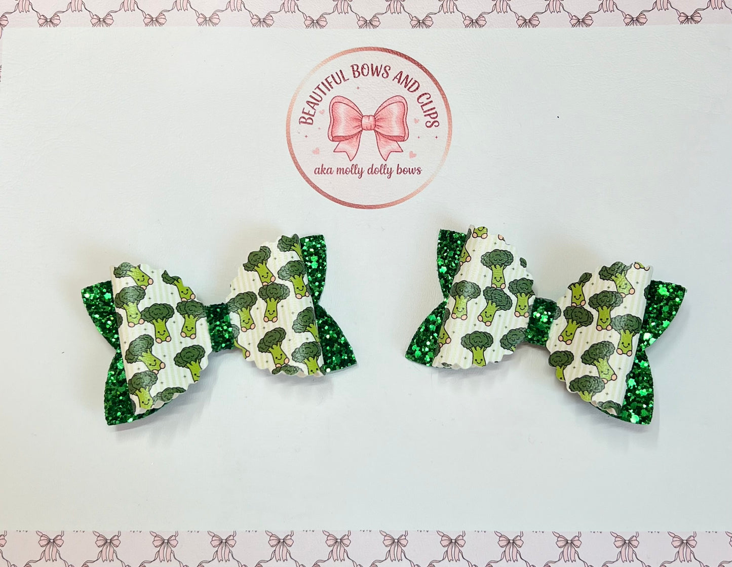 Jelly cat broccoli hair bow set