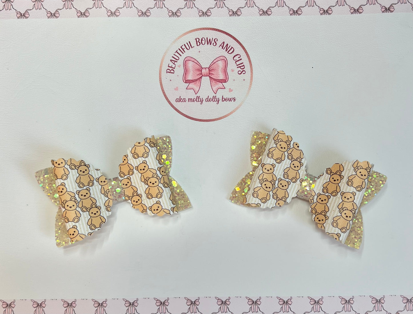 Jelly cat bear hair bow set