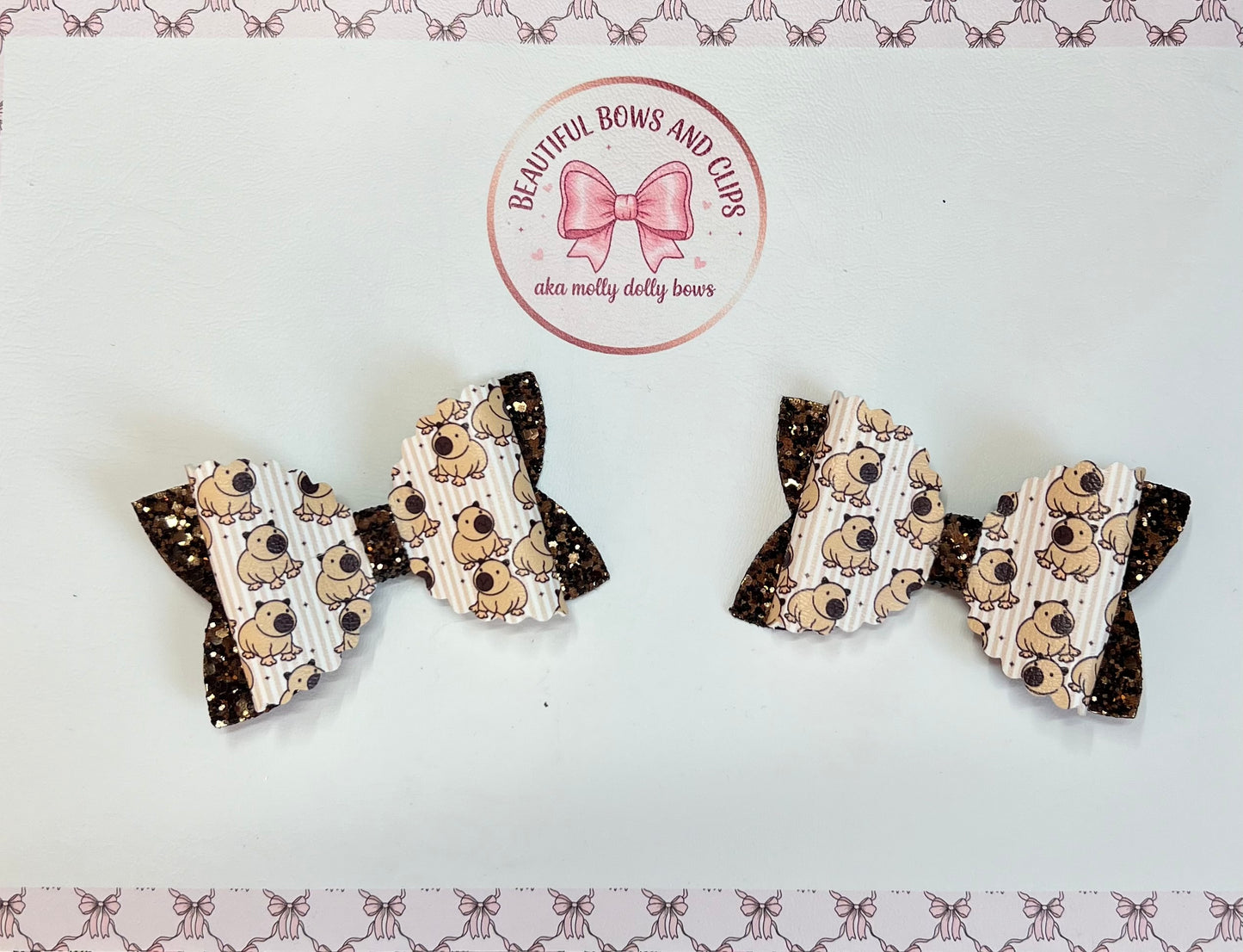 Jelly cat capybara hair bow set