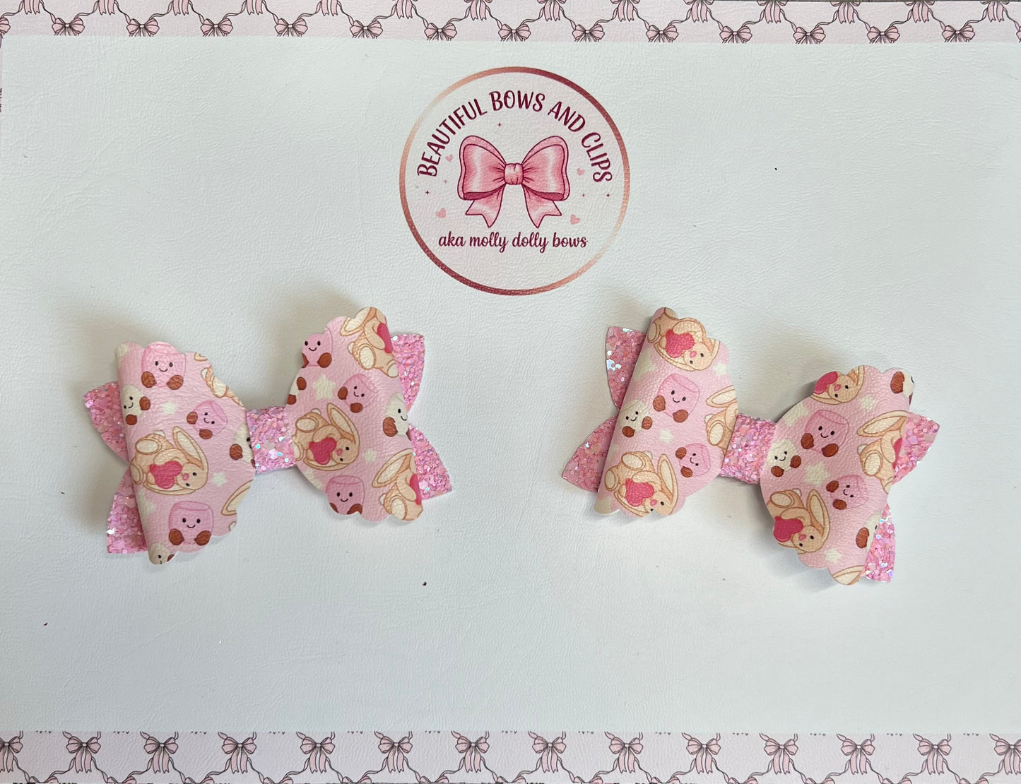 Jelly cat bunny mallow mix hair bow set