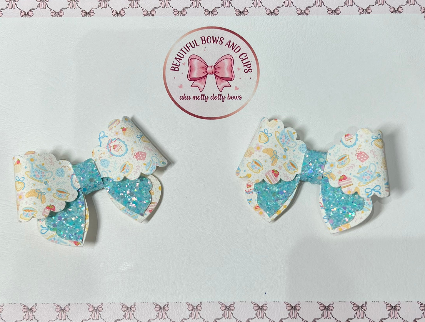 Tea party hair bow set