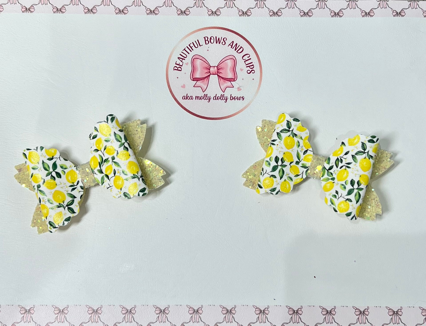 Lemon trees hair bow set