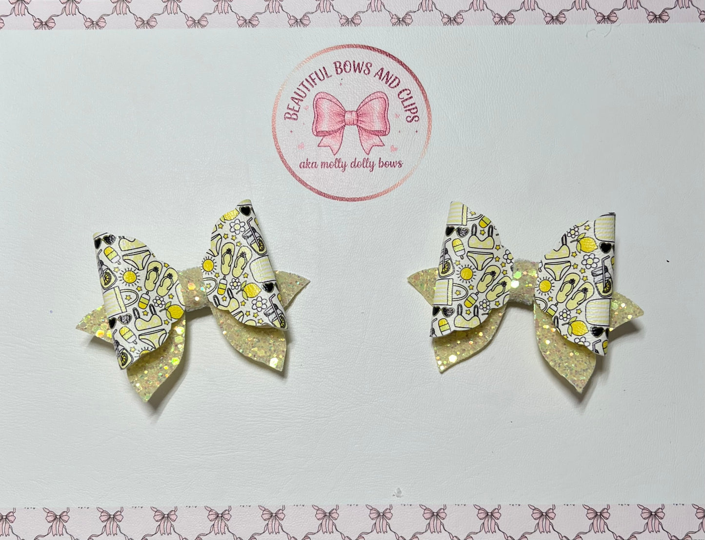 Yellow summer hair bow set