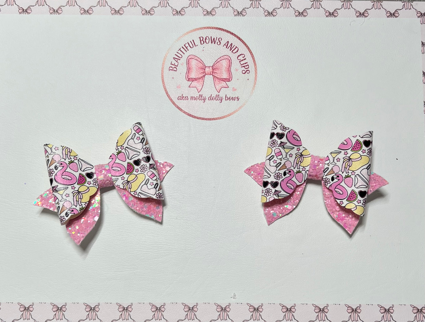 Pink summer hair bow set