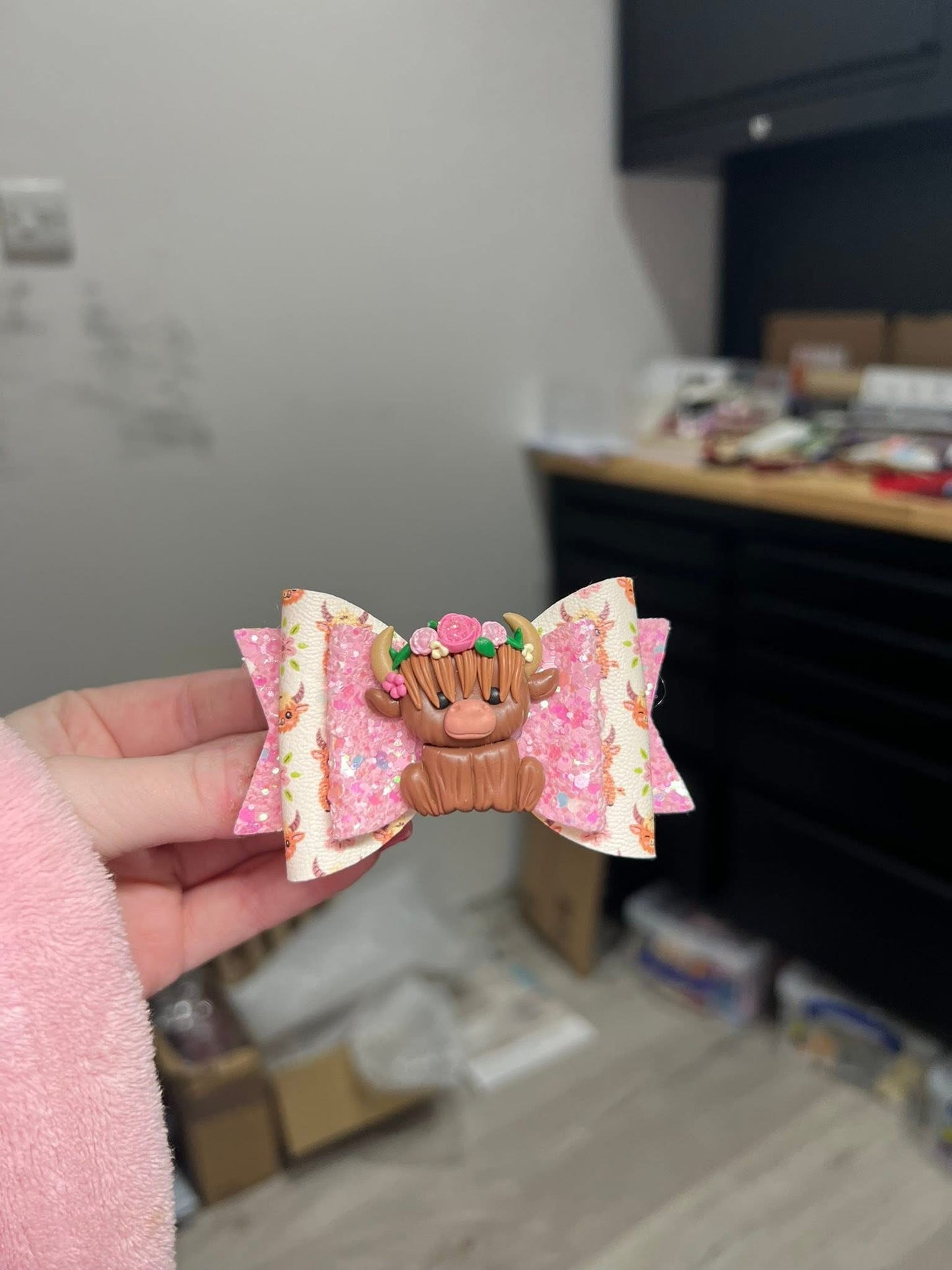 Highland cow hair bow