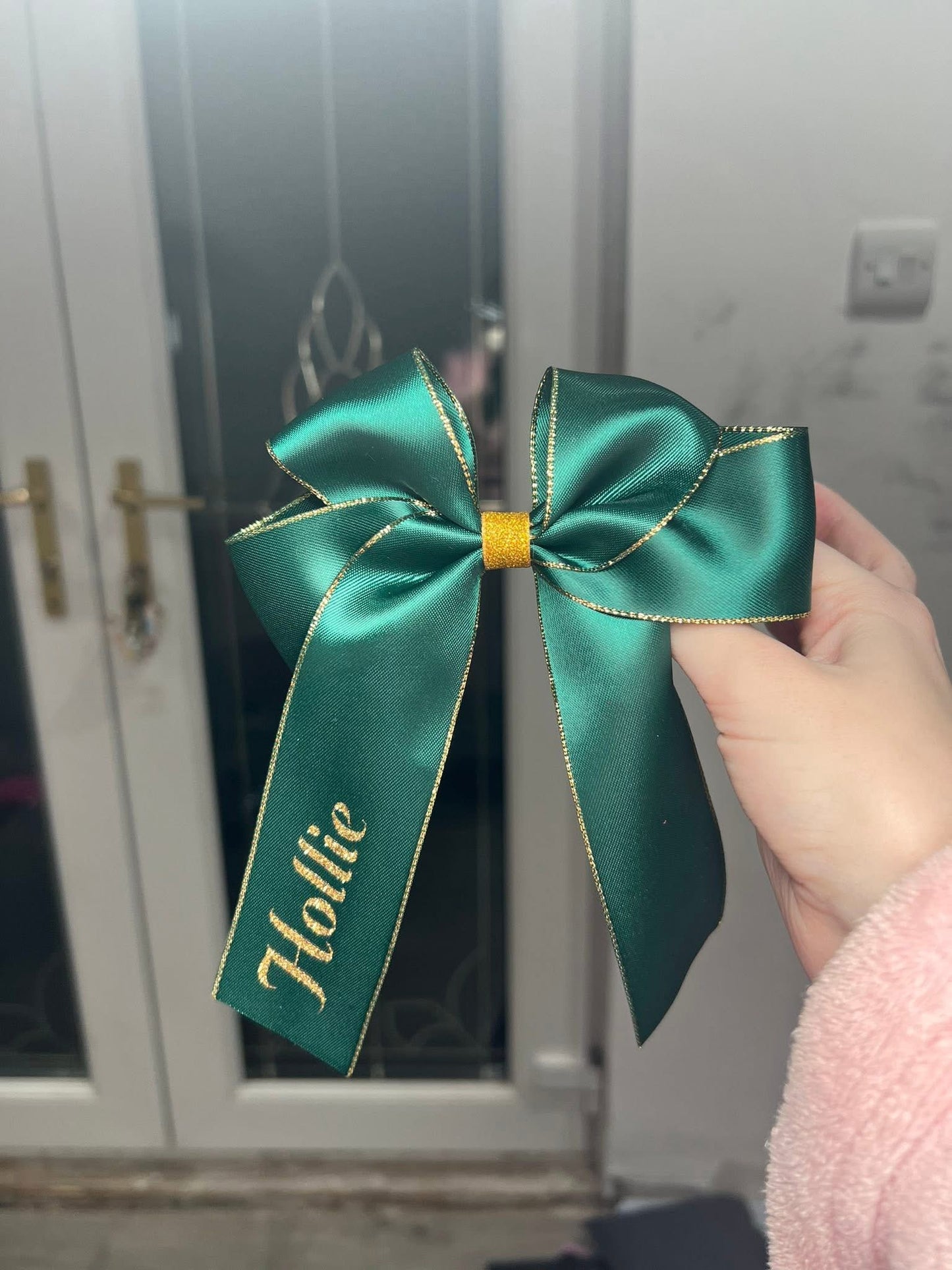 Emerald personalised hair bow (please read description)