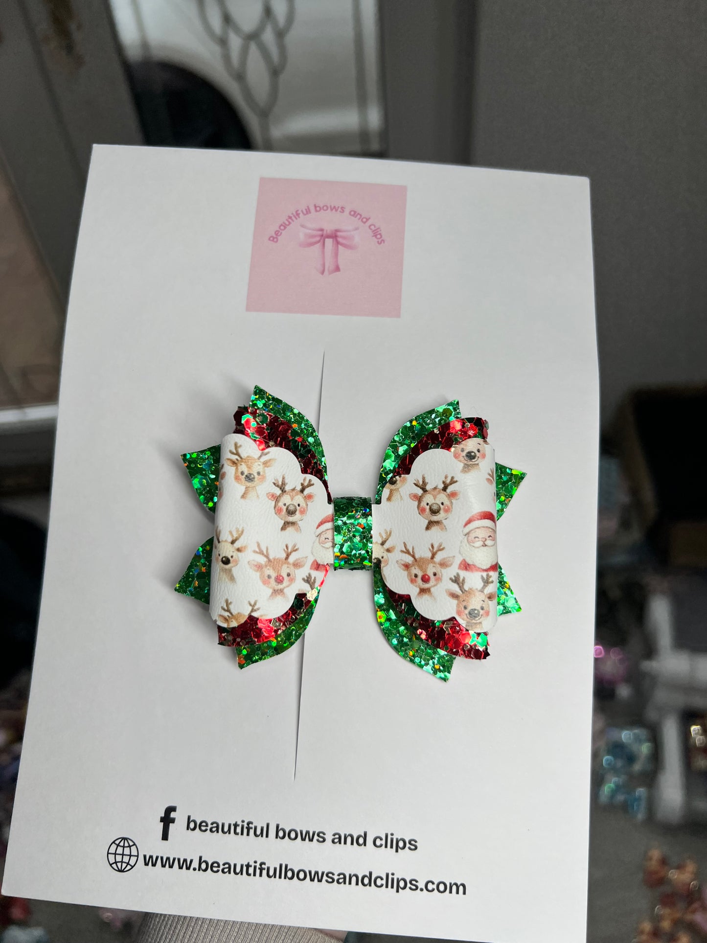 Reindeer and Santa hair bow