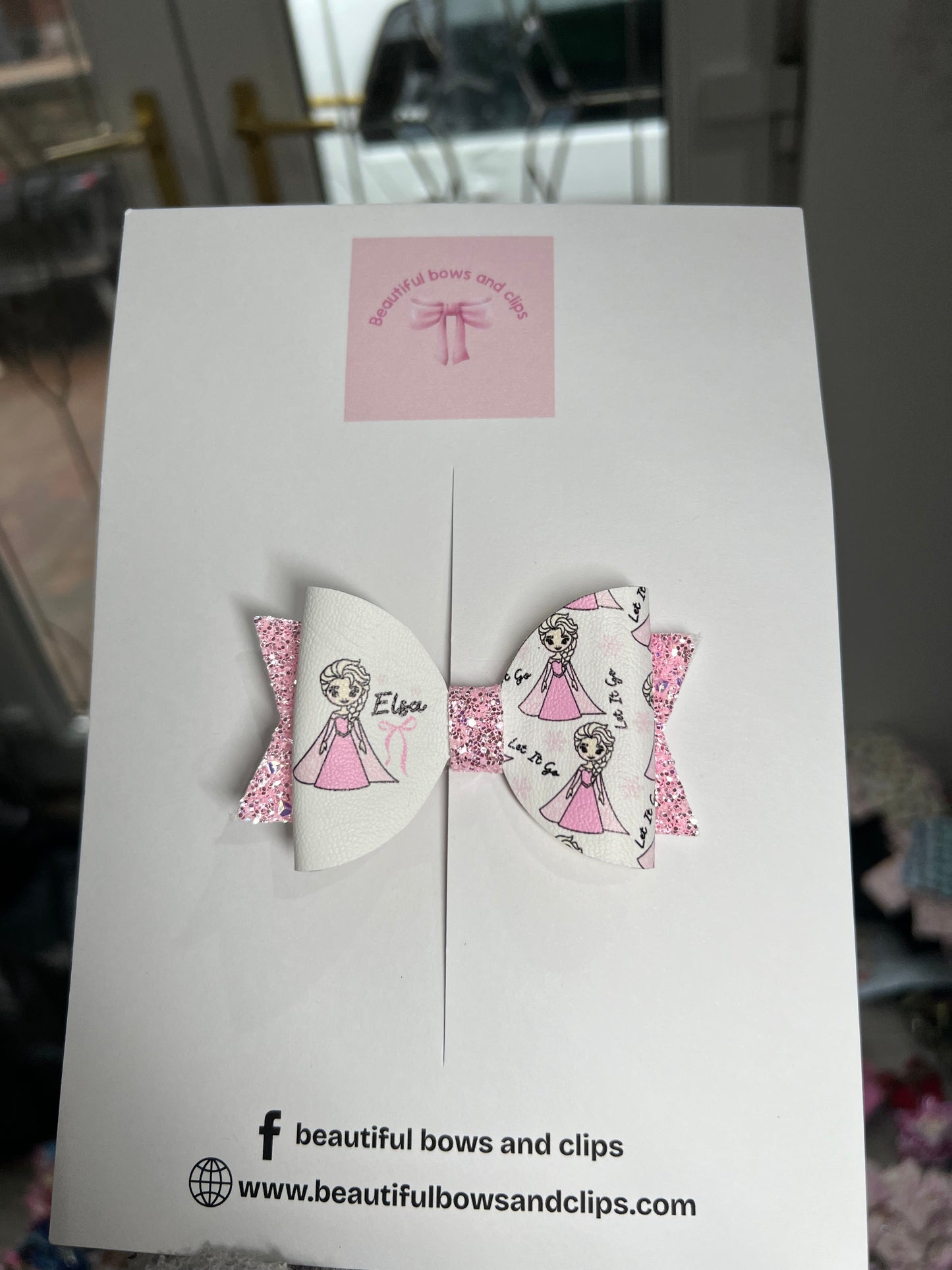 Let it go pink hair bow