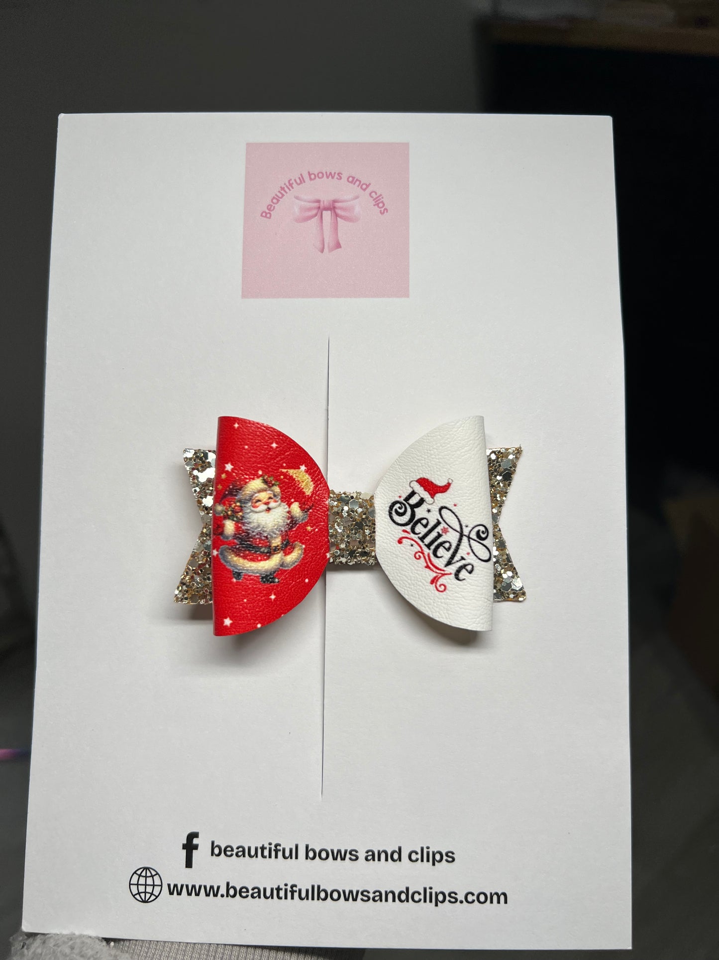 Believe Santa hair bow