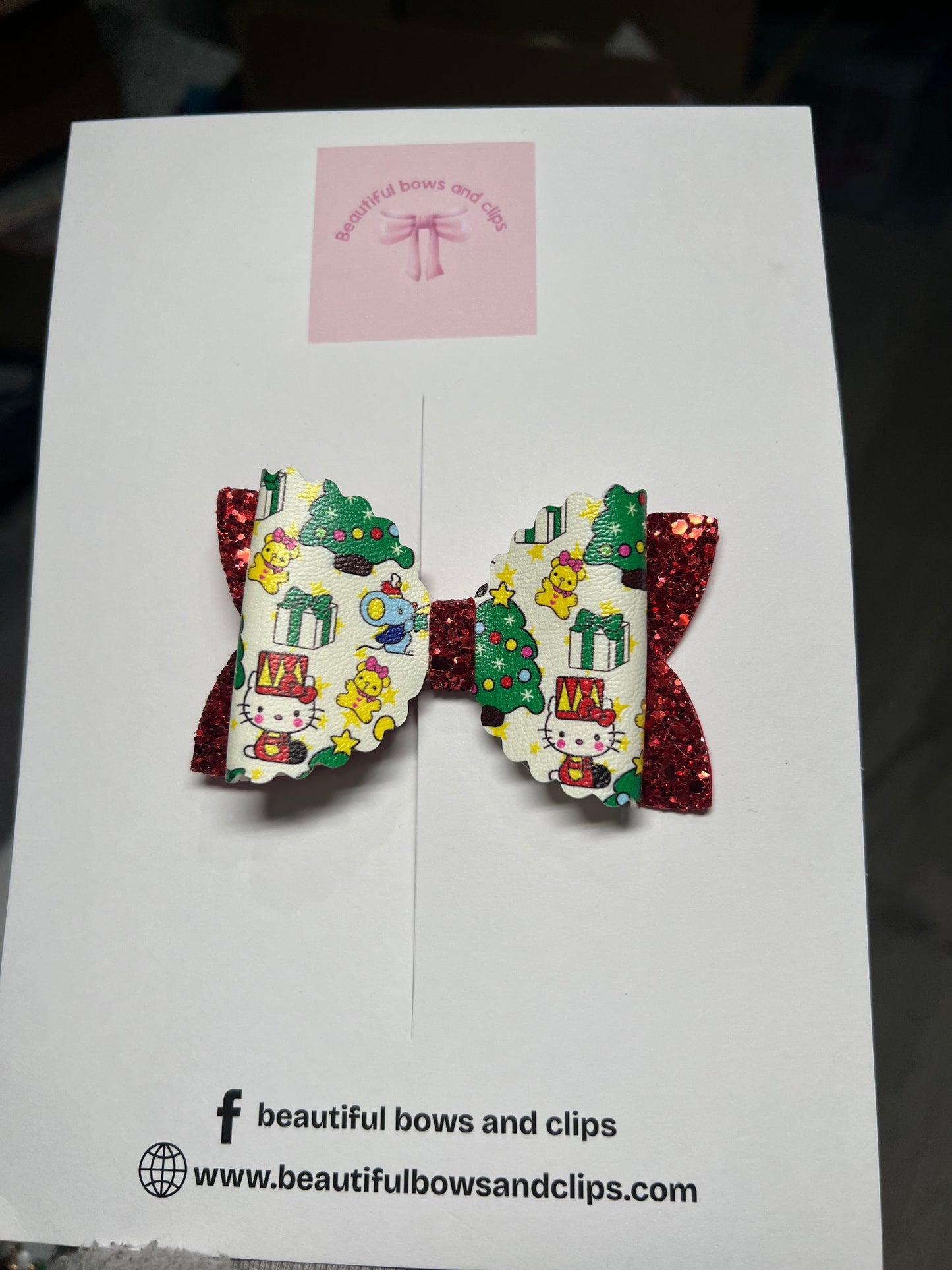 Hello kitty Xmas hair bow
