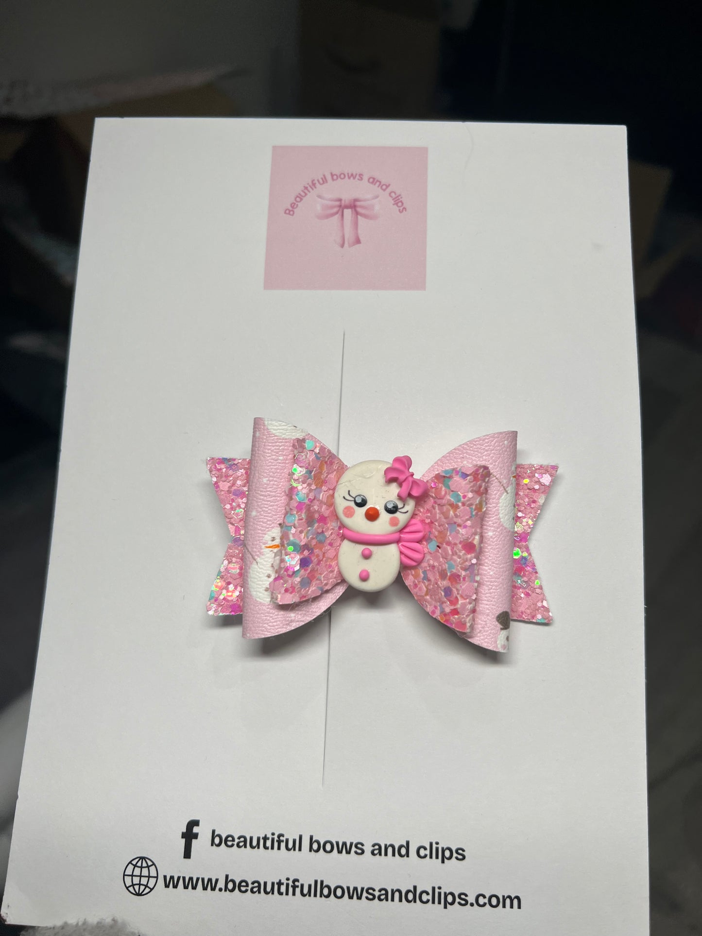 Snowman hair bow