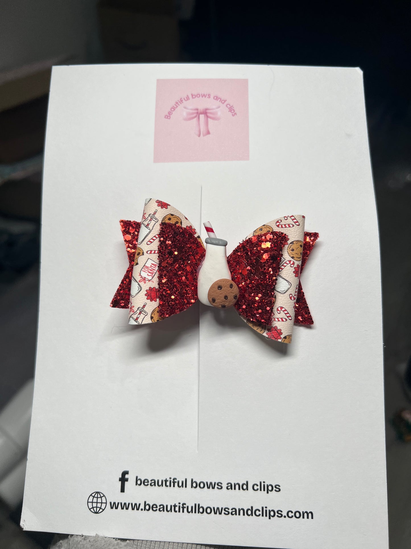 Milk and cookies hair bow