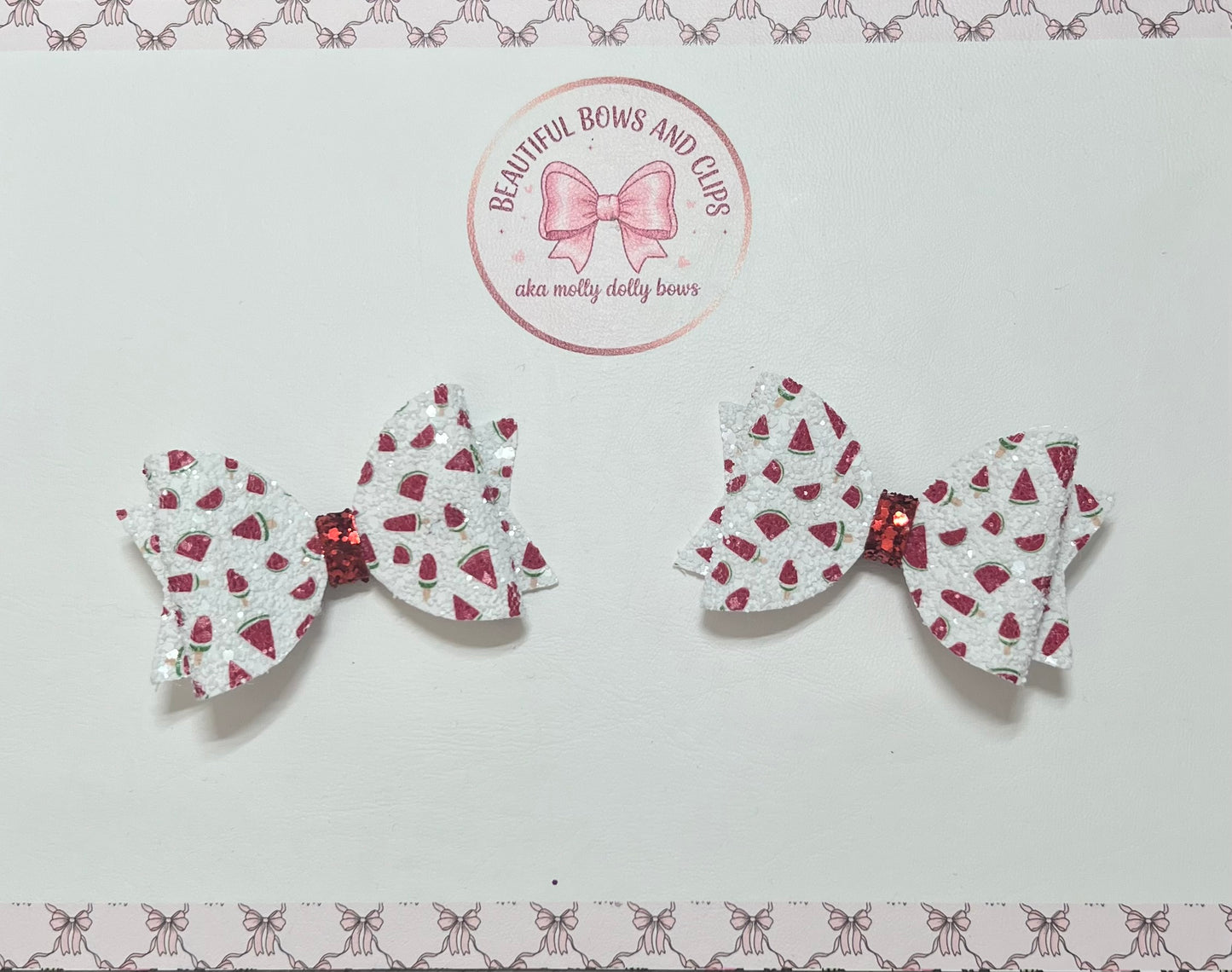 Watermelon glitter hair bow set