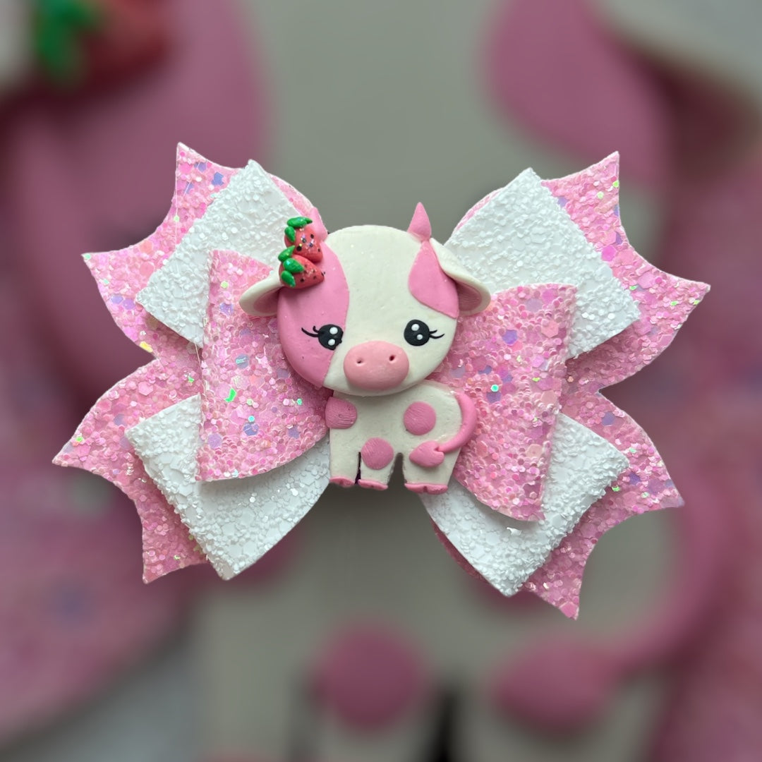 Pink cow hair bow