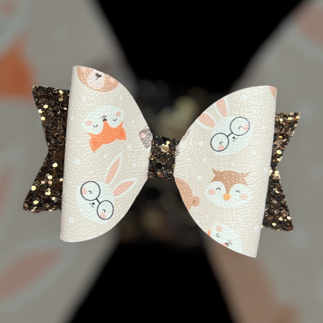 Woodland animals hair bow