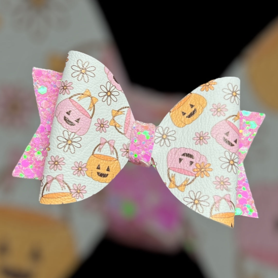 Trick or treat pumpkin bags hair bow