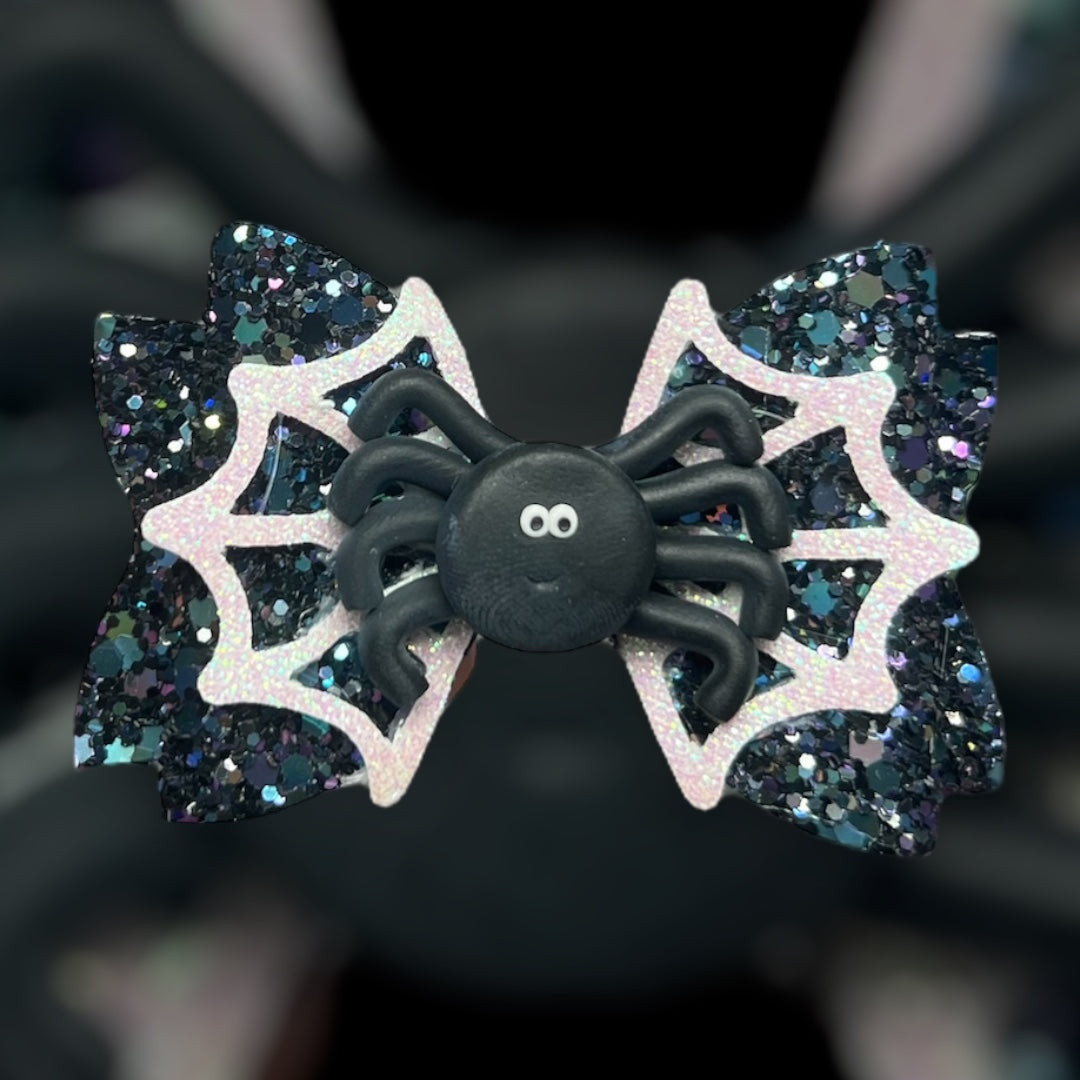 Black spider hair bow