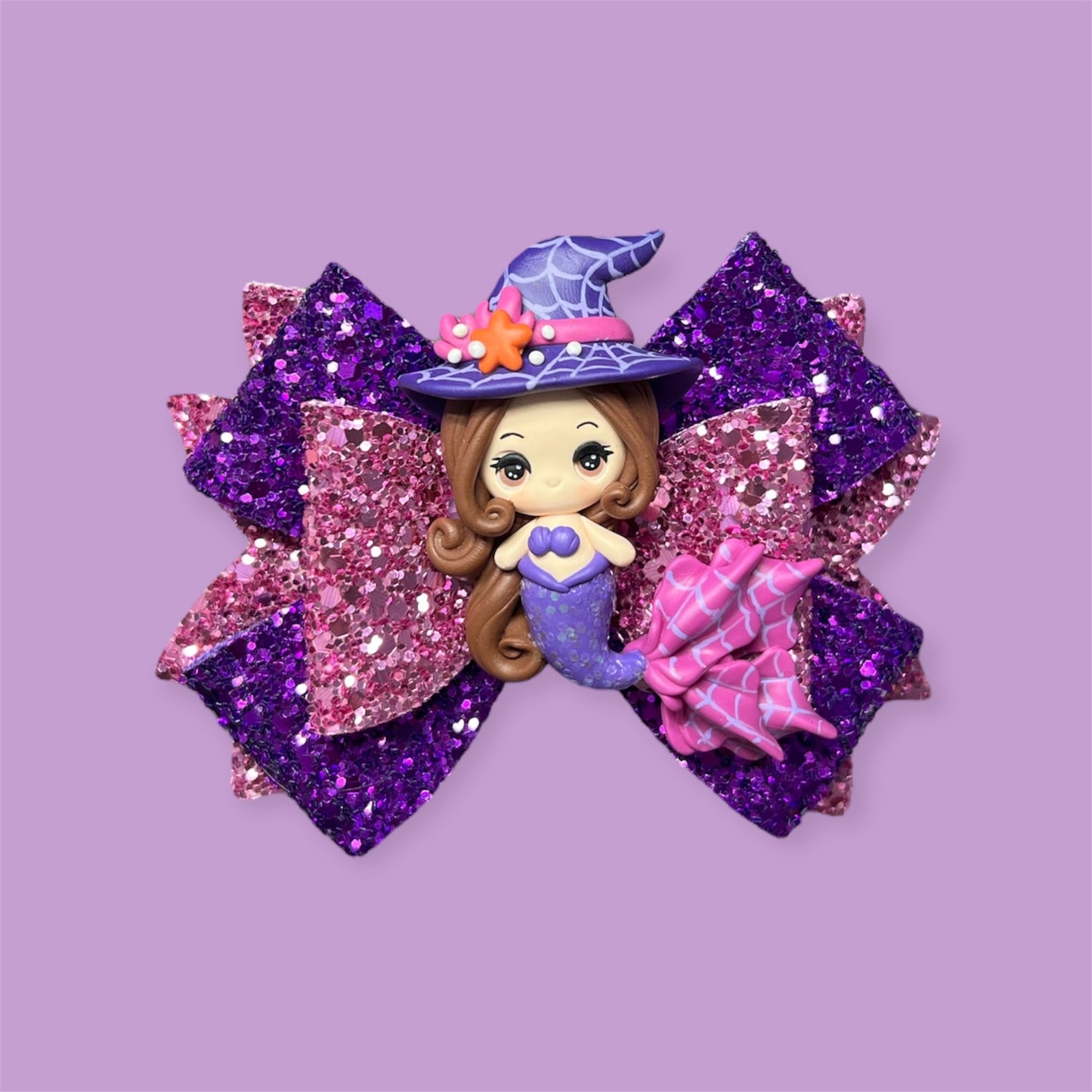 Halloween spider girl mermaid hair bow