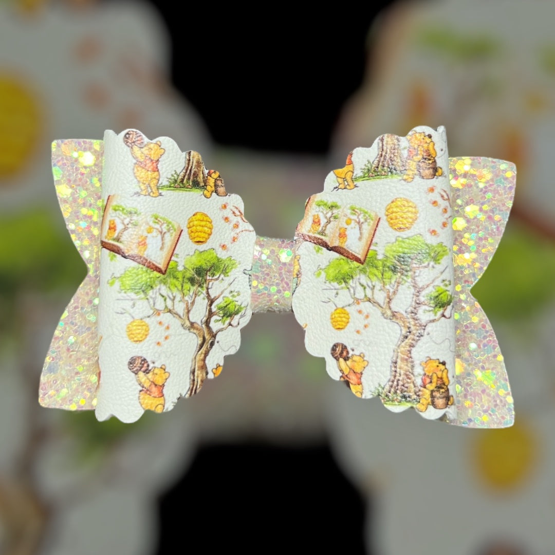 Pooh bear hair bow